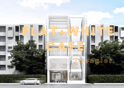 Flat+White Cafe คาเฟ่ “กล่องนม” สุดมินิมอล